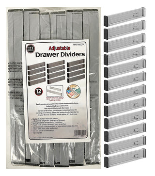 Adjustable Drawer Dividers (12-Pack) - Gray