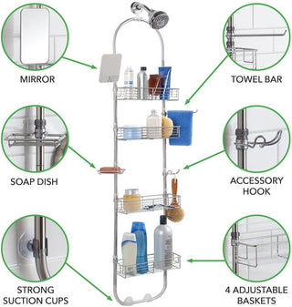4-Shelf Durable Shower Caddy Brushed (2-Pack)