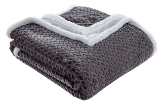 Corduroy Sherpa Blanket - King - Grey