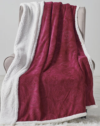 Caesar Sherpa Throw 50x60 - Burgundy