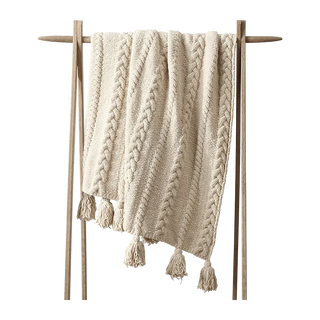 Braided Pom Pom Throw (Navy)