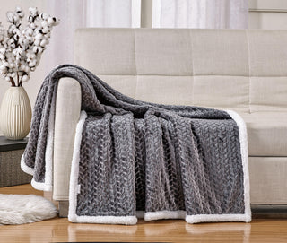 Braided Sherpa Throw 50x60 - Grey