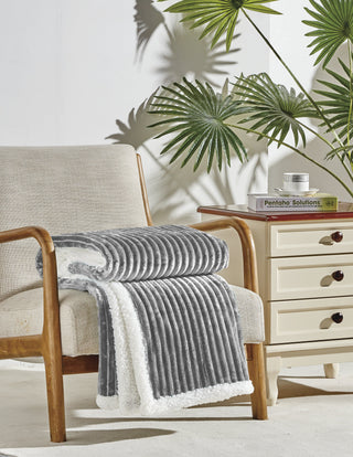 Corduroy Sherpa Throw 50x60 - Grey