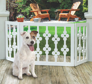 Adjustable Wooden Pet Gate – Flower