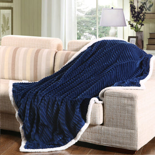 Corduroy Sherpa Throw 50x60 - Navy