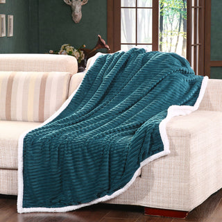 Corduroy Sherpa Throw 50x60 - Teal
