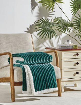 Corduroy Sherpa Throw 50x60 - Teal