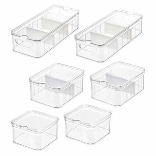 Crisp Fridge Bins with Removable Dividers (6-Pack) - Clear