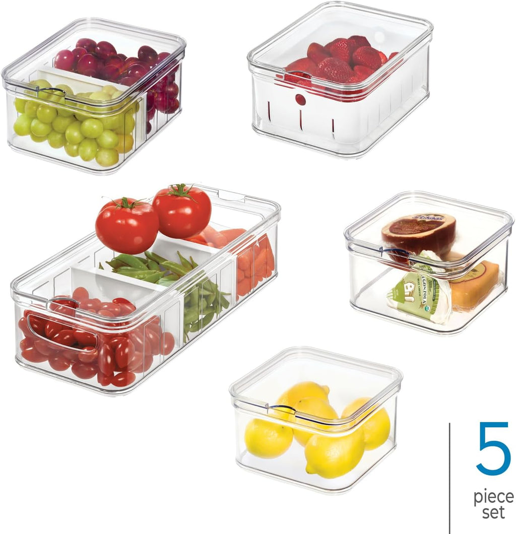Refrigerator Crisp Bins with Removable Dividers (5-Piece Set ...