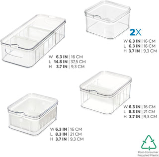 Refrigerator Crisp Bins with Removable Dividers (5-Piece Set)