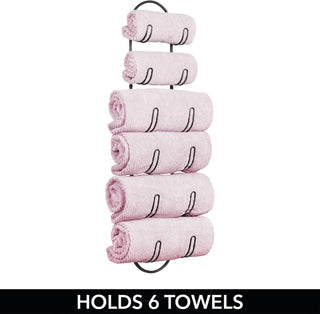Wall Mount 6 Bath Towel Rack (2-Pack) - Black