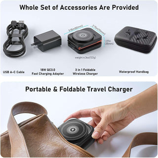 Foldable Wireless Charger for iPhone, Android, and Qi-Enabled Devices (Black)