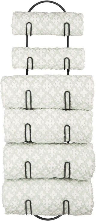 Wall Mount 6 Bath Towel Rack (2-Pack) - Black