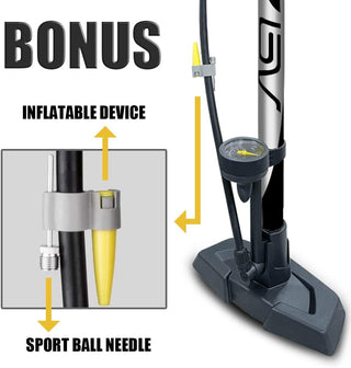 Durable Steel Bike Floor Pump with 17/24" Smart Valve Head