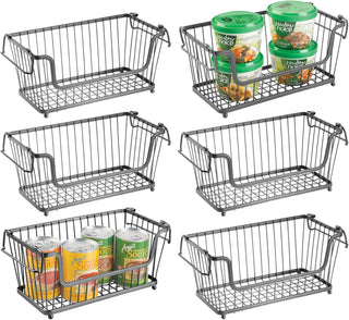Wire Stackable Front Dip Basket (12-Pack) - Black