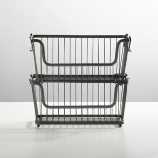Wire Stackable Front Dip Basket (12-Pack) - Black
