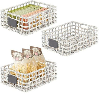 Water Hyacinth Open Weave Basket with Label Holder (6-Pack)