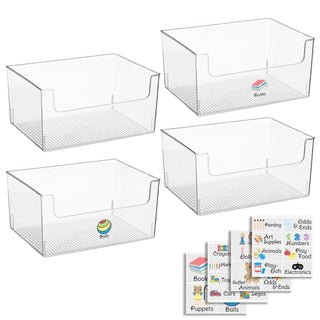 Toy Organizer Bin with Labels (8-Pack)
