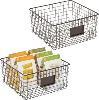 Wire Basket with Tag Holder (8-Pack) - Bronze