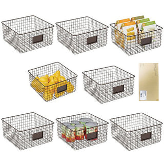 Wire Basket with Tag Holder (8-Pack) - Bronze