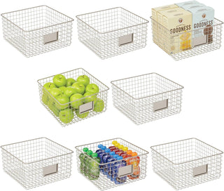 Wire Basket with Tag Holder (8-Pack) - Satin Finish