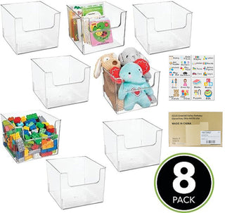 Front Dip Bin with Label Set (8-Pack) - Clear