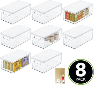 Storage Bin with Lid & Handles (8-Pack) - White/Clear