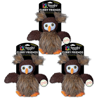 Furry Friends, Squeaker Ball, Plush Toy, Owl (3-Pack)