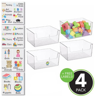 Toy Organizer Bin with Labels (8-Pack)