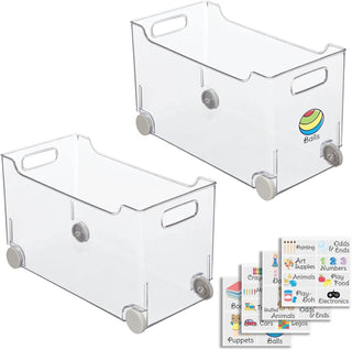 Rolling Bin Organizer with Labels (4-Pack)