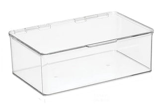 Stackable Organizer Box with Hinged Lid (16-Pack) - Clear