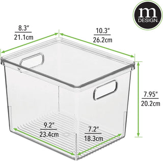 Organizer Bin with Lid and Handles (8-Pack) - Clear