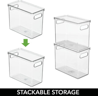 Organizer Bins with Handles and Lid (8-Pack) - Clear