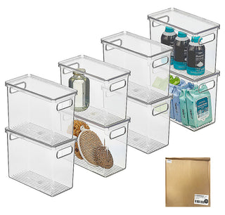 Organizer Bins with Handles and Lid (8-Pack) - Clear