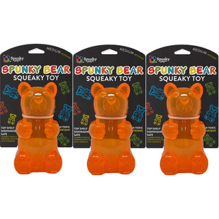 Spunky Bear - Squeaky Toy, Medium- ASSORTED COLORS (3-Pack)