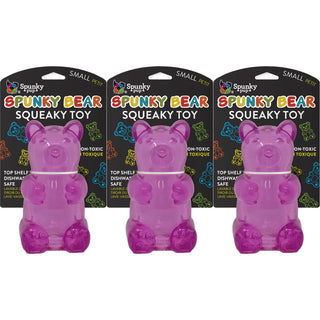 Spunky Bear - Squeaky Toy, Small- ASSORTED COLORS (3-Pack)