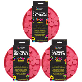 Slow Feeder & Lick Pad Duo, Flower - ASSORTED COLORS (3-Pack)