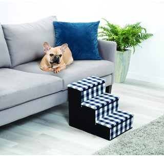 3 Tier Pet Steps with Storage – Plaid