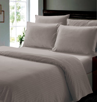 6Pcs Dobby Stripe Sheet Set - Full - Charcoal