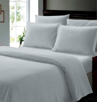 4Pcs Dobby Stripe Sheet Set - Twin - Grey