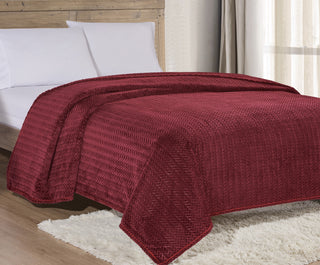 Superior Chevron Braided Blanket - King - Burgundy
