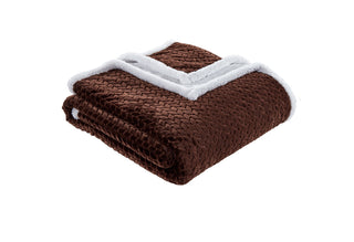 Jacquard Braided Sherpa Blanket - Queen - Chocolate