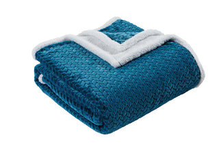 Jacquard Braided Sherpa Blanket - Queen - Teal