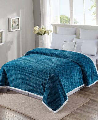 Jacquard Braided Sherpa Blanket - Queen - Teal