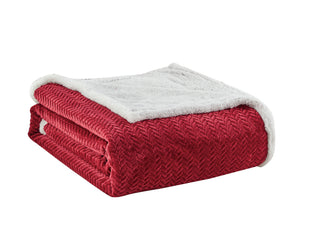 Jacquard Braided Sherpa Blanket - Queen - Burgundy