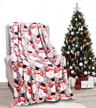 Ultra Soft Microplush Throw Blanket with Christmas Snowman
