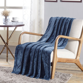 Embossed Dama Throw 50x60 - Oxford Blue