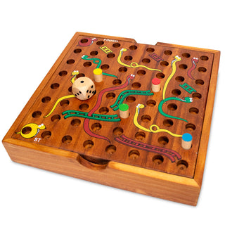 Wooden Snakes & Ladders Game Set