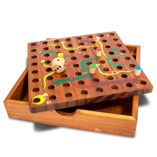 Wooden Snakes & Ladders Game Set