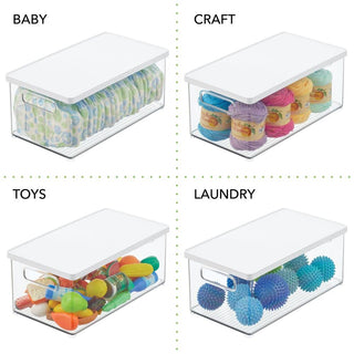 Storage Bin with Lid & Handles (8-Pack) - White/Clear